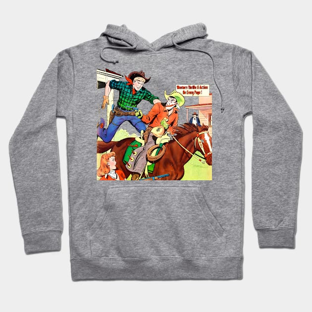 Money Western Robbery Cowboy Retro Broncho Bill Comic Hoodie by REVISTANGO